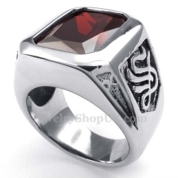 Titanring Mit Rotem Zirkon