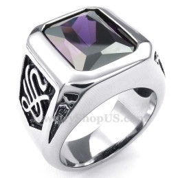Titanring Mit Lila Zirkon