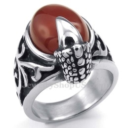 Titanring Mit Eingelegtem Rotachat