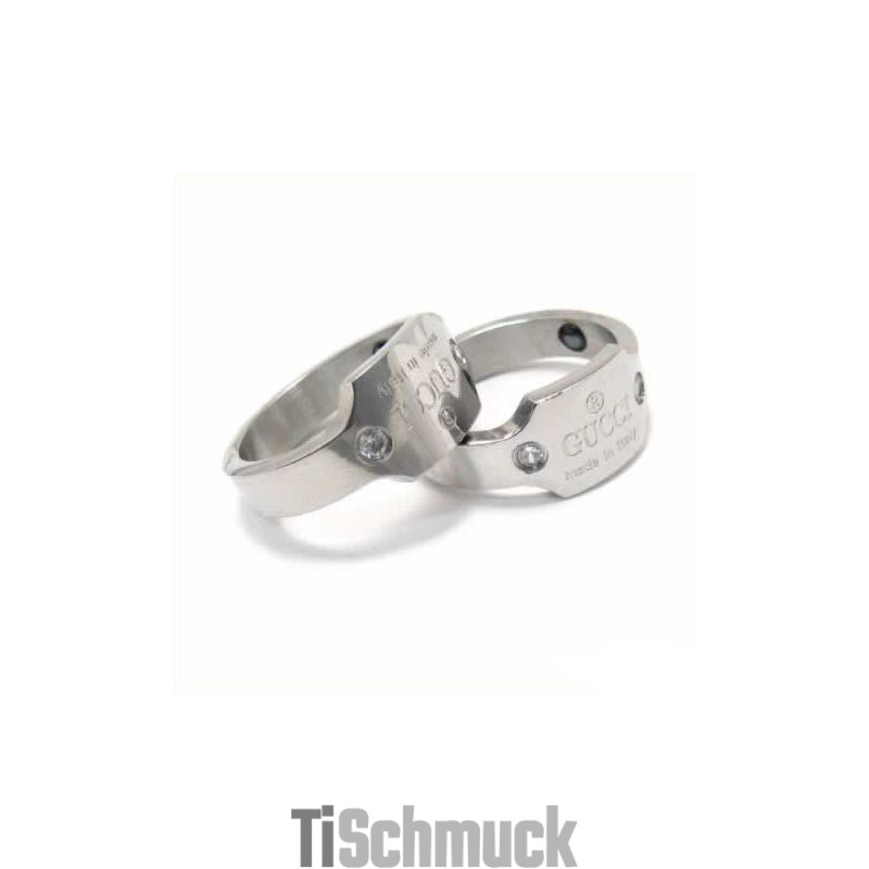 5 Mm Court-Band-Ring Aus Titan Mit Diamanteneinlage