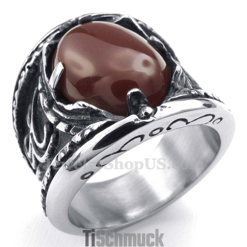 Titanring Mit Eingelegtem Rotachat Titanring Mit Eingelegtem Rotachat