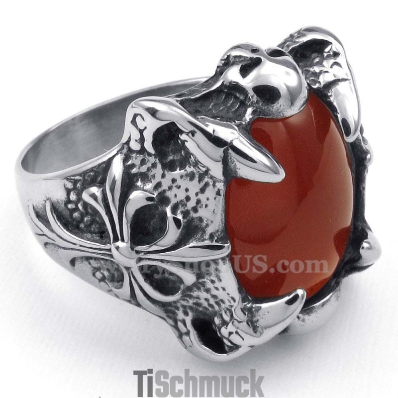 Titanring Mit Eingelegtem Rotachat Titanring Mit Eingelegtem Rotachat