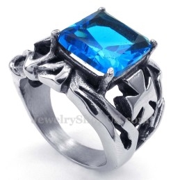 Titanring Mit Blauem Zierstein