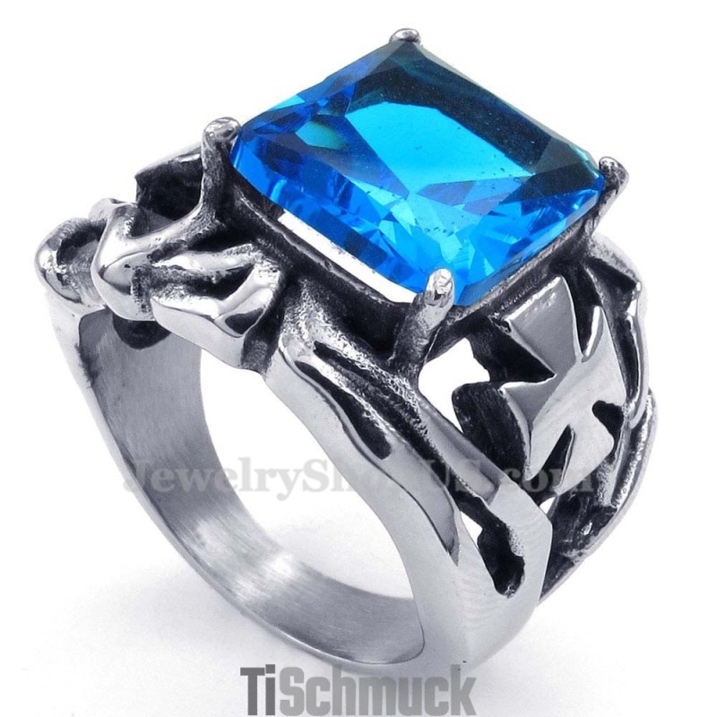 Titanring Mit Blauem Zierstein Titanring Mit Blauem Zierstein