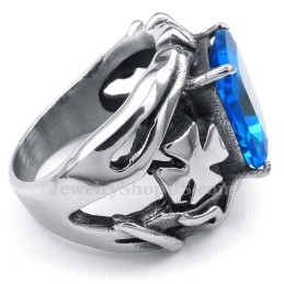 Titanring Mit Blauem Zierstein