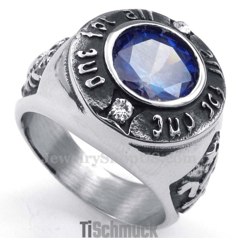 Titanring Mit Blauem Zirkon