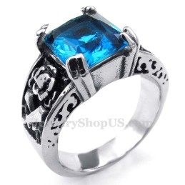 Titanring Mit Blauem Zirkon