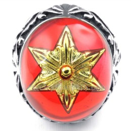 Goldener Davidstern-Ring Aus Titan