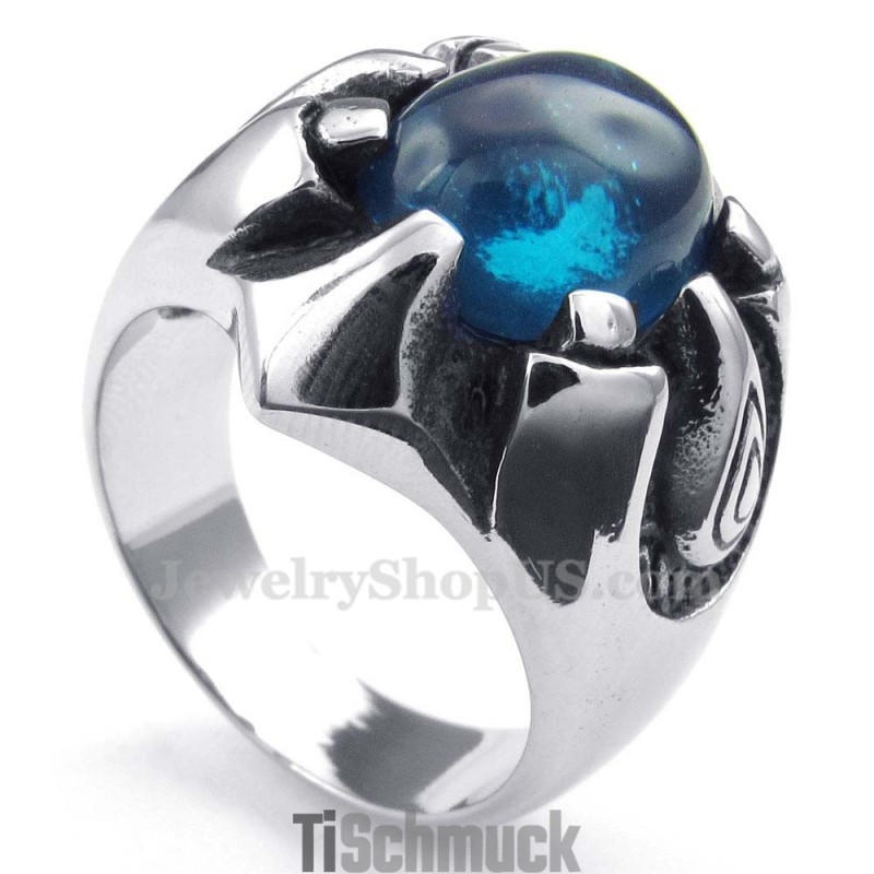 Titanring Mit Blauem Zirkon