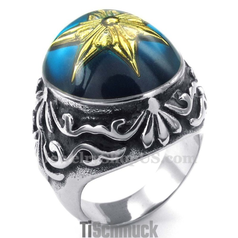 Goldener Davidstern-Ring Aus Titan