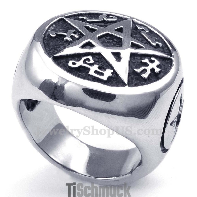 Titanring Mit Fünfzackigem Stern Titanring Mit Fünfzackigem Stern