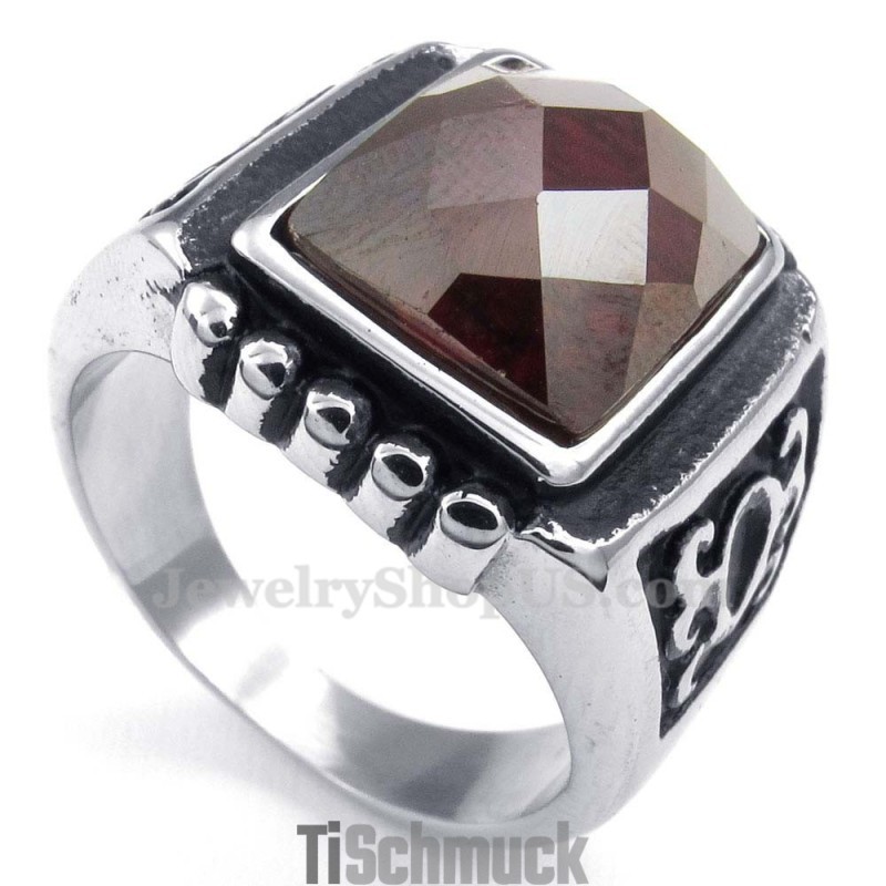 Titanring Mit Rotem Zirkon Titanring Mit Rotem Zirkon