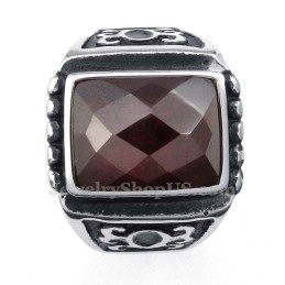 Titanring Mit Rotem Zirkon