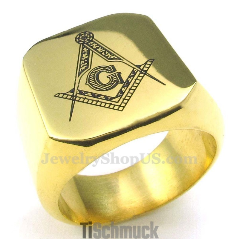 Freimaurerring Aus Goldenem Titan
