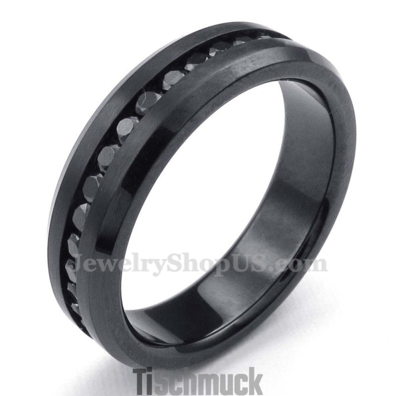 Schwarzer Titanring Mit Strass