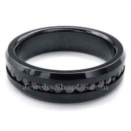 Schwarzer Titanring Mit Strass