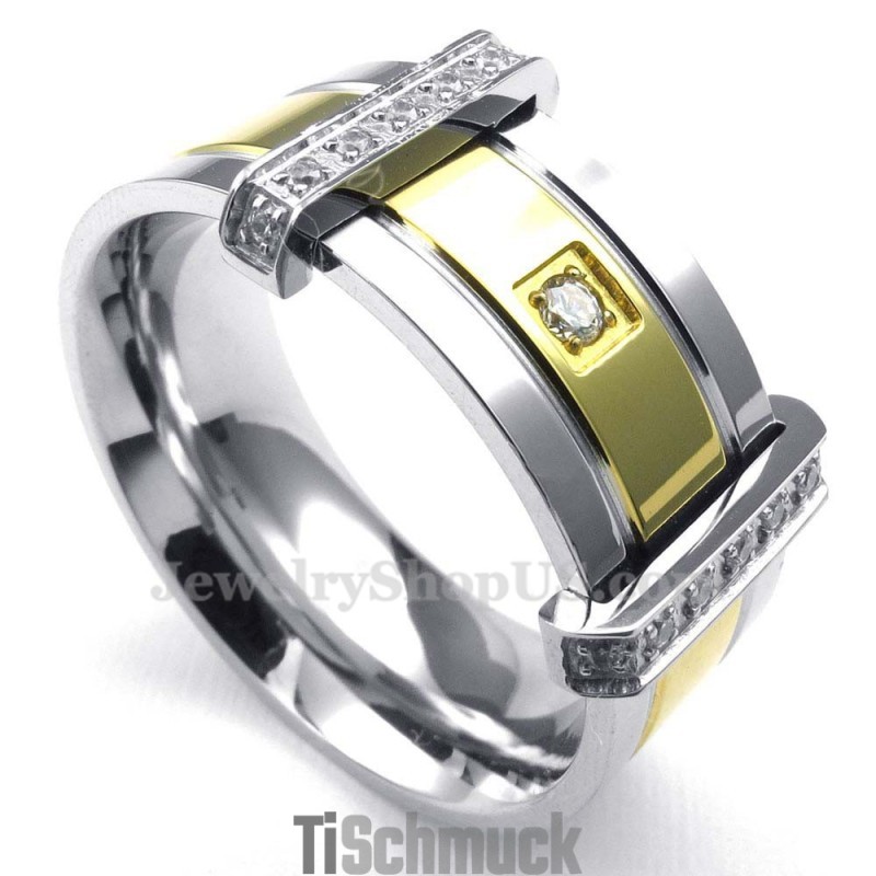 Mode Gold Silber Titan Ring Mit Strass Mode Gold Silber Titan Ring Mit Strass