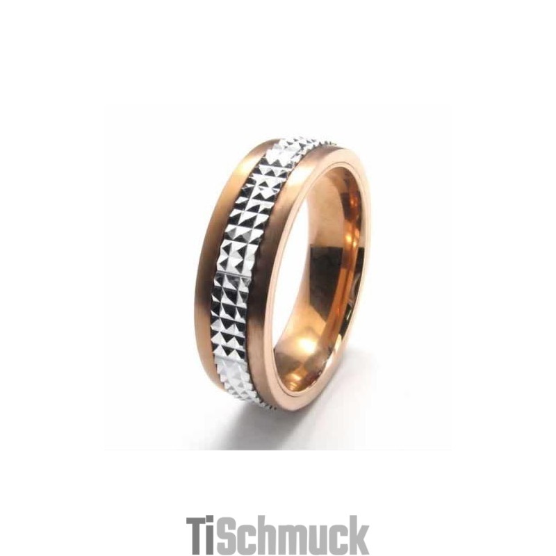 6 Mm Court-Band-Ring Aus Titan Mit Gold-Intarsien 6 Mm Court-Band-Ring Aus Titan Mit Gold-Intarsien
