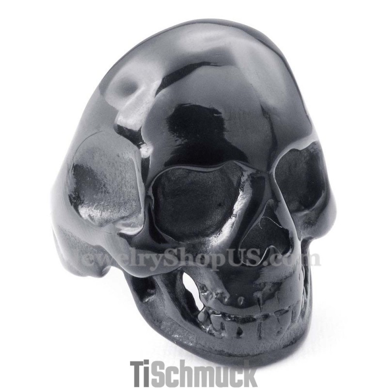 Schwarzer Totenkopfring Aus Titan Schwarzer Totenkopfring Aus Titan