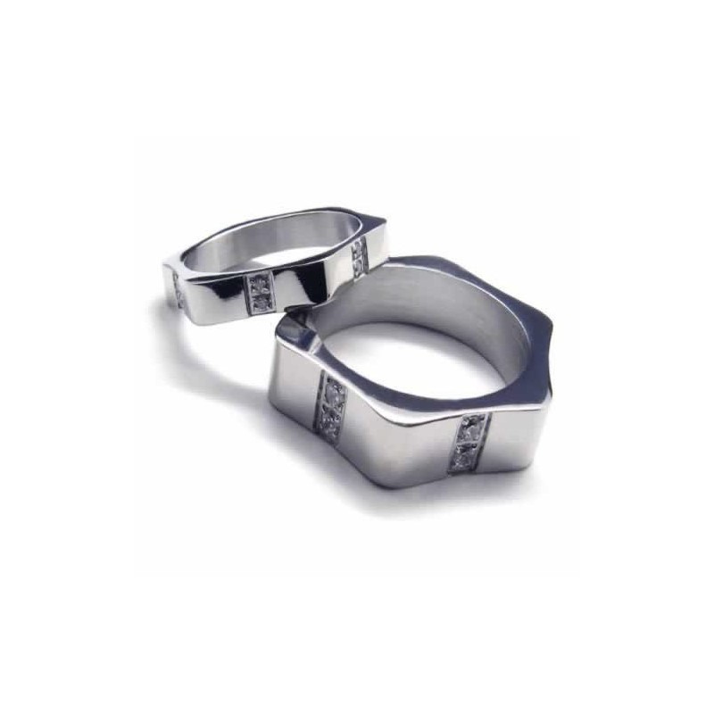 6 Mm Court-Band-Ring Aus Titan Mit Diamanteneinlage