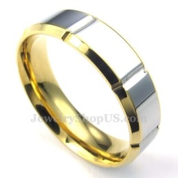 Modischer Silber-Gold-Titan-Ring (Herren)