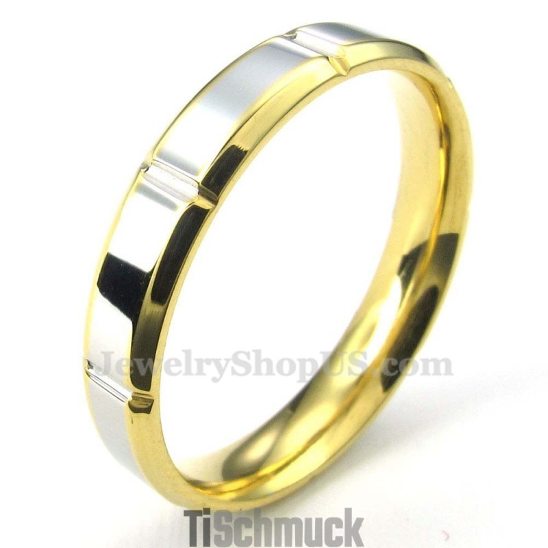 Modischer Silber-Gold-Titan-Ring (Damen)