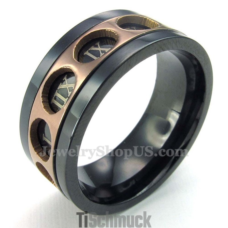 Drehbarer Titanring Mit Römischen Ziffern Drehbarer Titanring Mit Römischen Ziffern