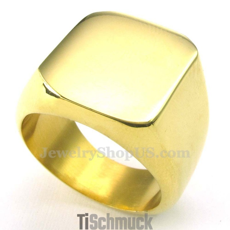 Herrenring Aus Glattem Gold-Titan Herrenring Aus Glattem Gold-Titan