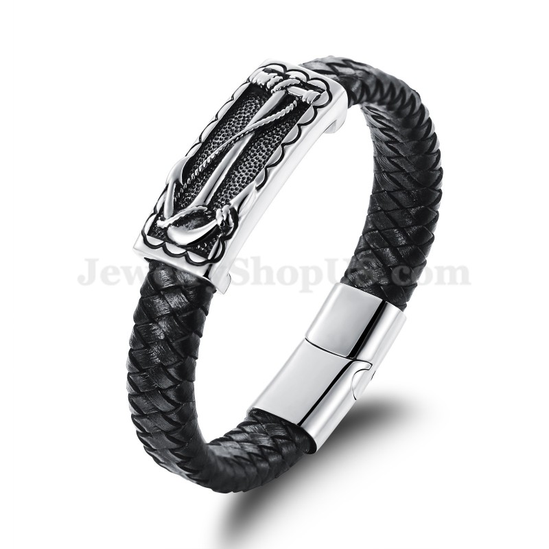 Exquisites Herren-Titan-Lederarmband C948