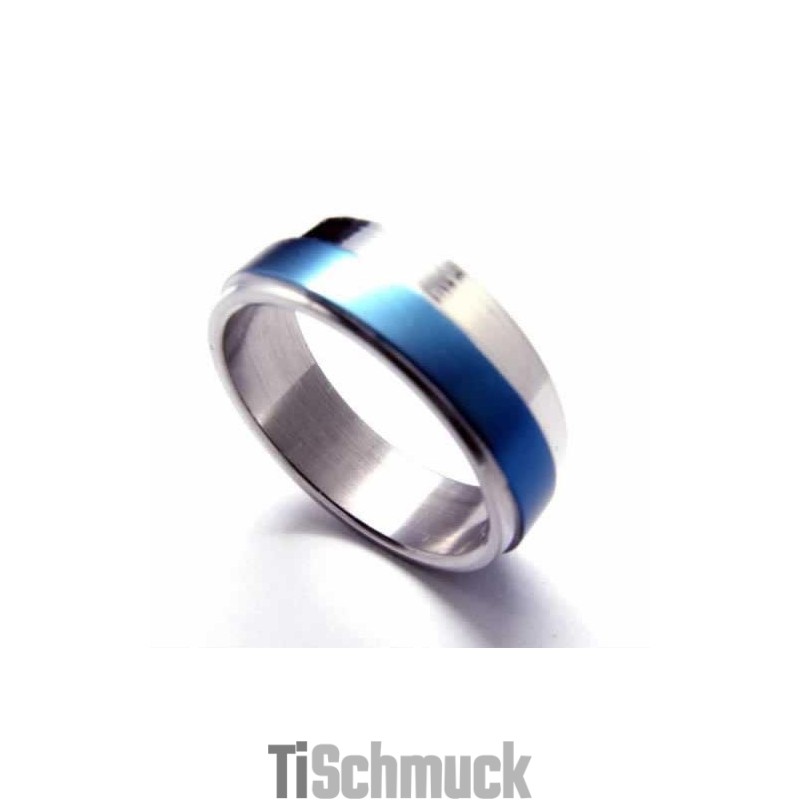 6 Mm Blauer Titanring Für Herren