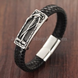 Exquisites Herren-Titan-Lederarmband C948