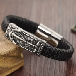 Exquisites Herren-Titan-Lederarmband C948