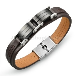 Klassisches Herren Titan Lederarmband C963