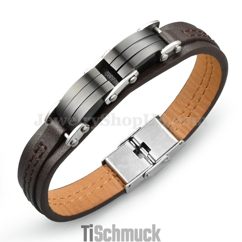 Klassisches Herren Titan Lederarmband C963 Klassisches Herren Titan Lederarmband C963