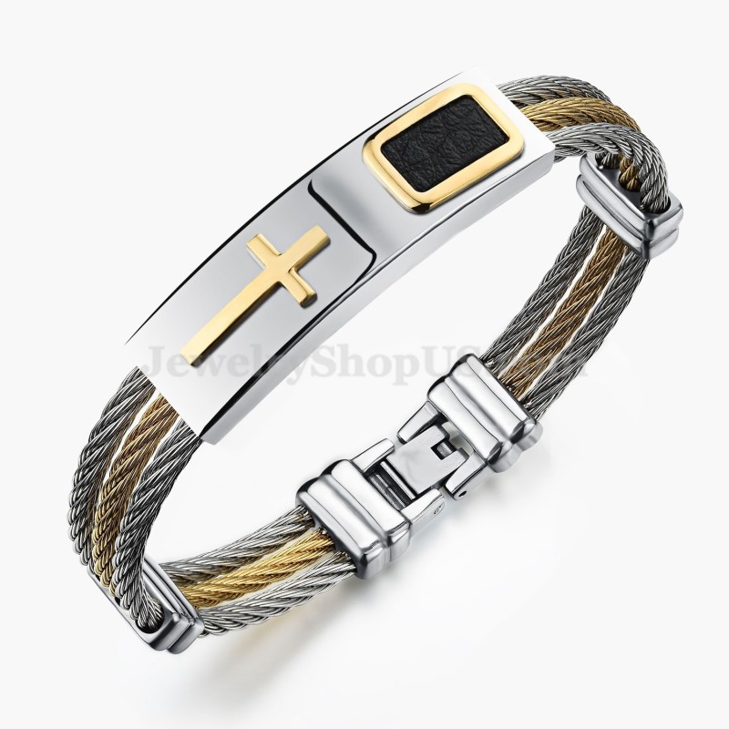 Herren-Kreuzarmband Aus Titan Und Gold C785