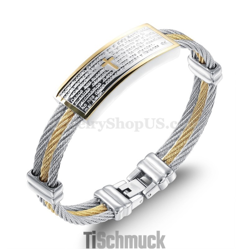 Gold Silber Herren Titan Kreuz Armband C759
