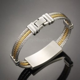 Gold Silber Herren Titan Kreuz Armband C759