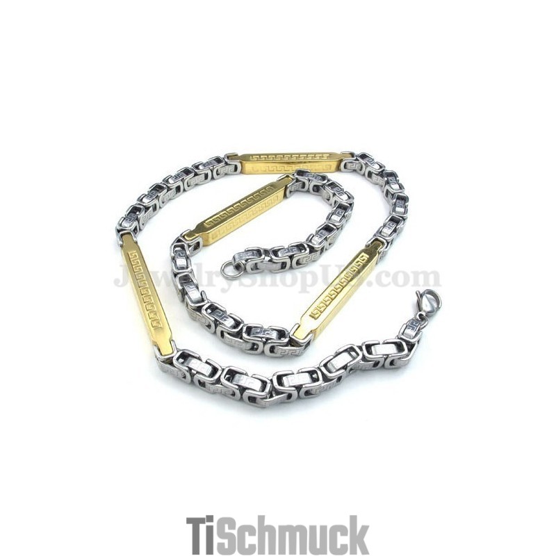 Silber Gold Herren Titan Halskette Kette Silber Gold Herren Titan Halskette Kette