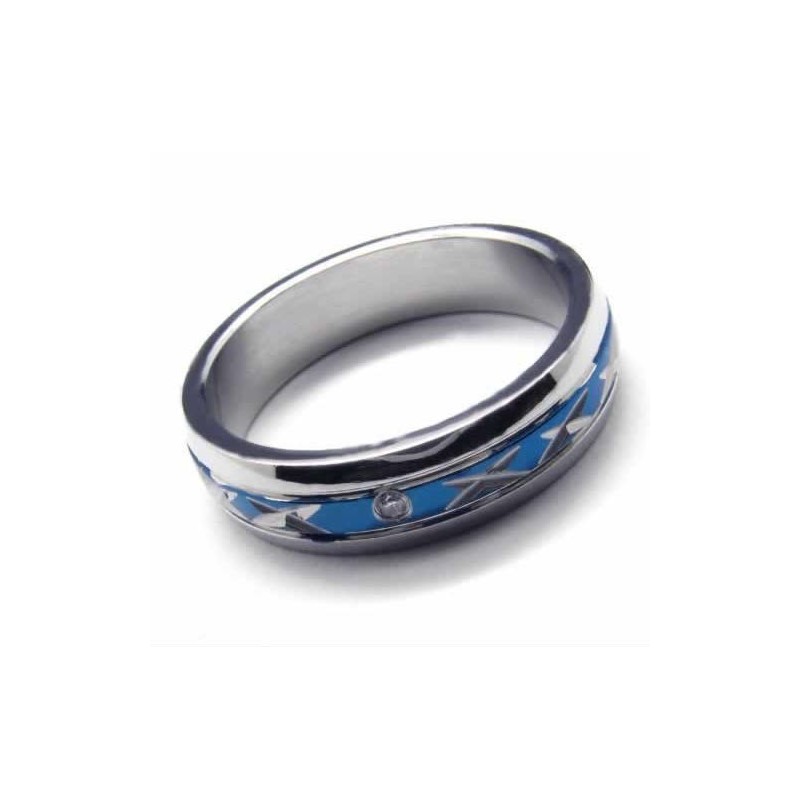 Diamantbesetzter 5-Mm-Ring Aus Blauem Titan Mit Intarsien
