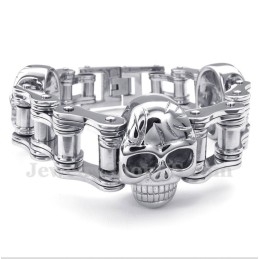 Herren-Titan-Fahrradketten-Totenkopfarmband