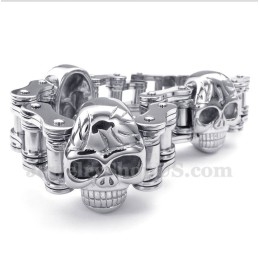 Herren-Titan-Fahrradketten-Totenkopfarmband