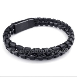 Herrenarmband Aus Titan Und Schwarzem Leder
