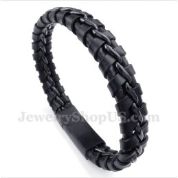 Herrenarmband Aus Titan Und Schwarzem Leder