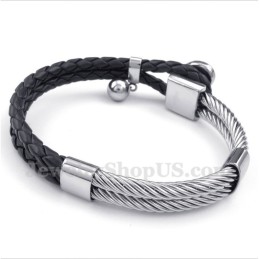 Herzförmiges Lederarmband Aus Titan Für Herren
