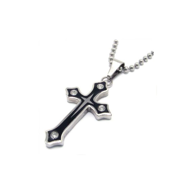 Modischer Schwarzer Kreuzanhänger Aus Titan Mit Diamanten