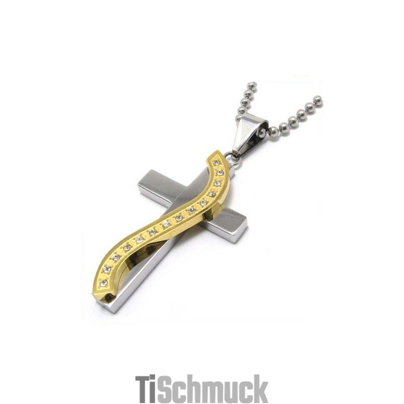 Mode S Stil Mit Diamanten Kreuz Titan Anhänger