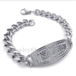 Herrenarmband Aus Titan Mit Griechischem Mäandermuster Und Diamanten