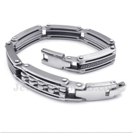 Herrenarmband Aus Titan Mit Griechischem Mäandermuster, Schwarz