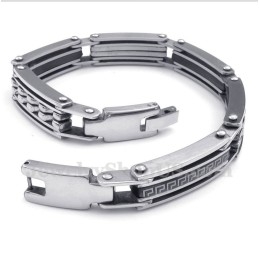 Herrenarmband Aus Titan Mit Griechischem Mäandermuster, Schwarz
