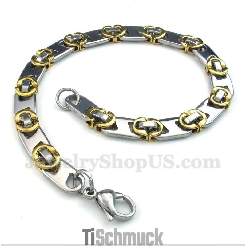 Herren-Armband Aus Titan Und Gold Mit Halbmond Herren-Armband Aus Titan Und Gold Mit Halbmond